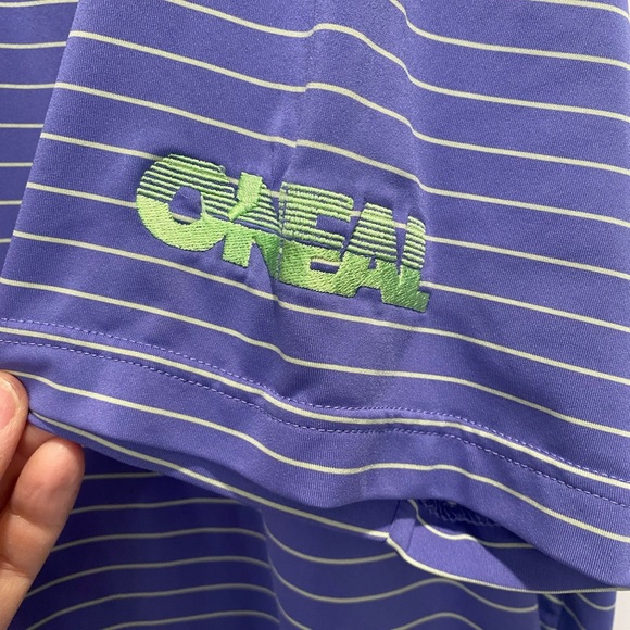 Peter Millar Summer Polo O’Neal motocross purple stripes size XL - Picture 2 of 8